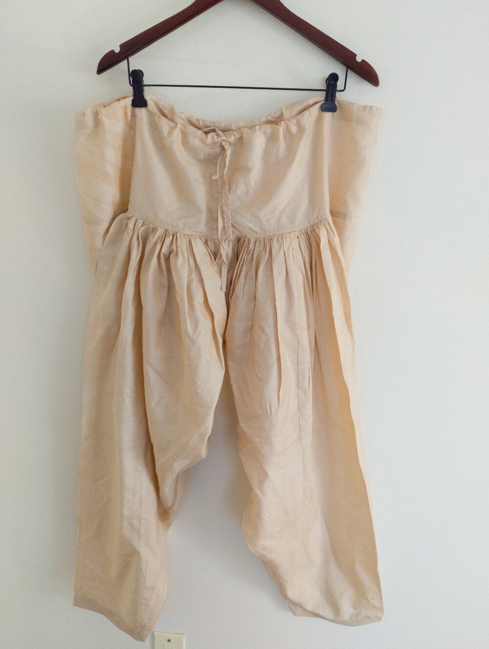 Fabindia Medium Raw Silk Salwar Pants Ivory Cream Drawstring Pleated Boho Ethnic
